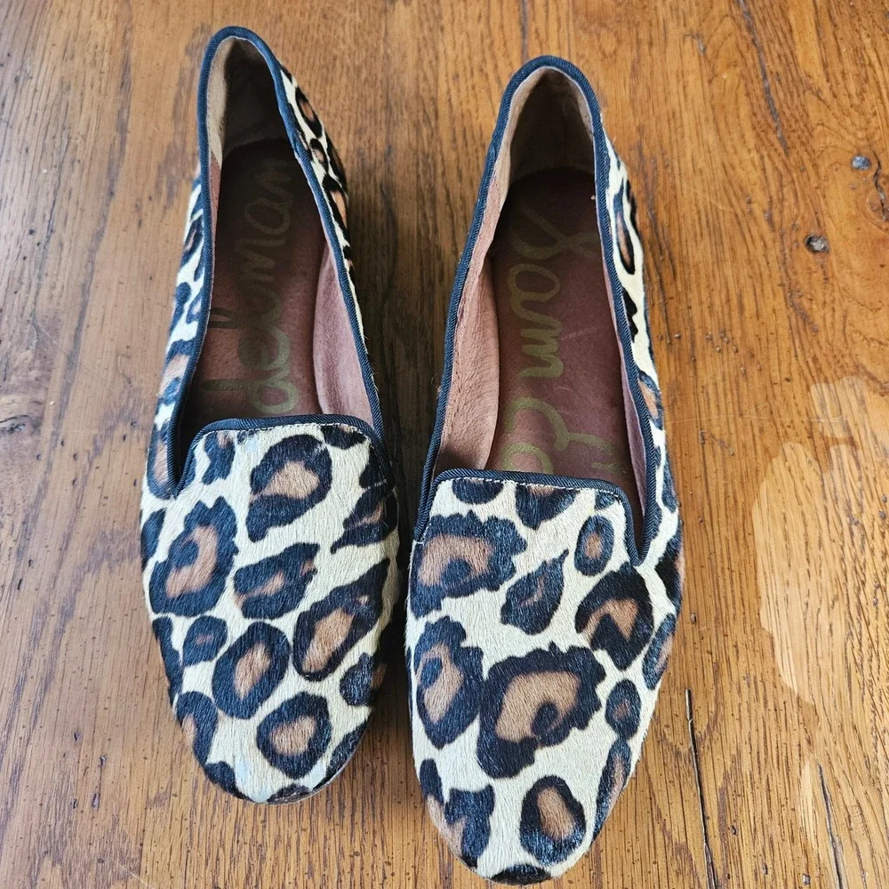 Sam Edelman Alvin Leopard Print Calf Hair Loafers Flats Womens‎ 7M Tan Black